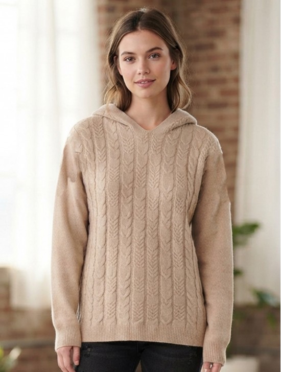Solid Color Knitted Hooded Sweater Solid Color Knitted Hooded Sweater